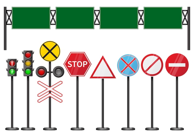 Set of road signs isolated