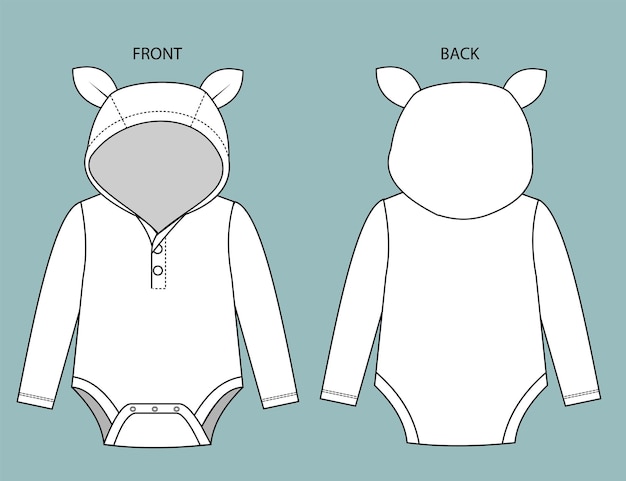 set  romper for baby front and back view