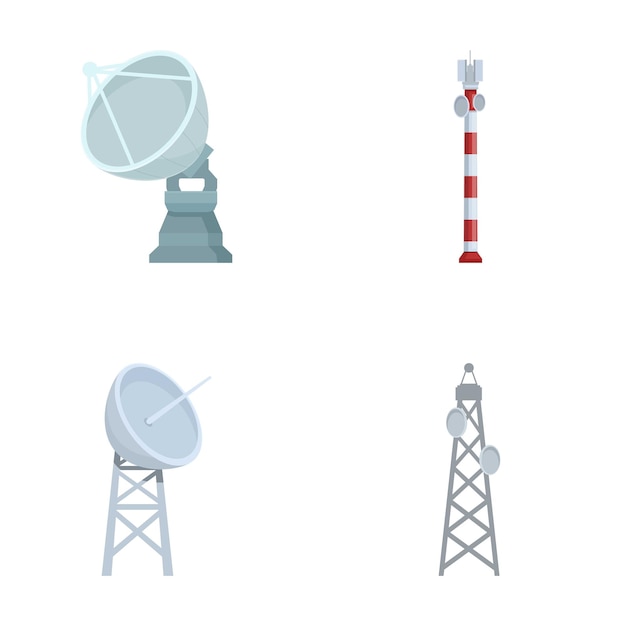 Vector set of satellite and communication tower icons