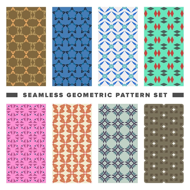 Vector set of seamless decorative geometric shapes pattern