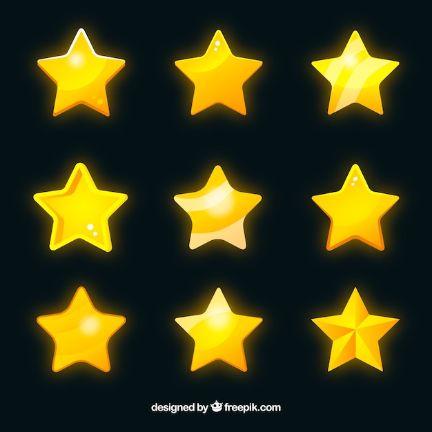 Vector set of shiny yellow stars