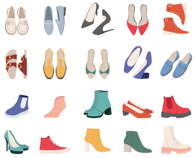 Vector set of shoes collection on white background vector