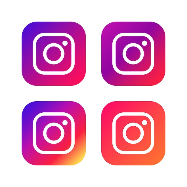 Vector set of social networking icons instagram web design flat icons isolated on white background