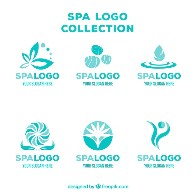 Set of spa center logos in flat style