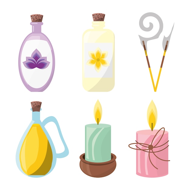 set spa products with candles and aromatic