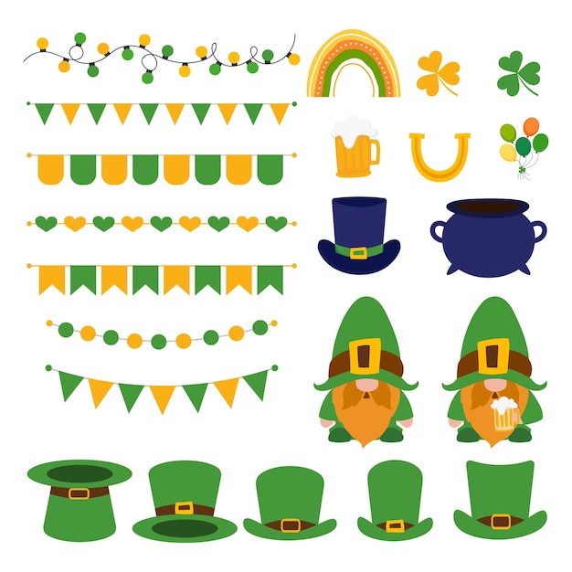 Set of St.Patrick's Day elements .Irish Holiday .Vector Illustration