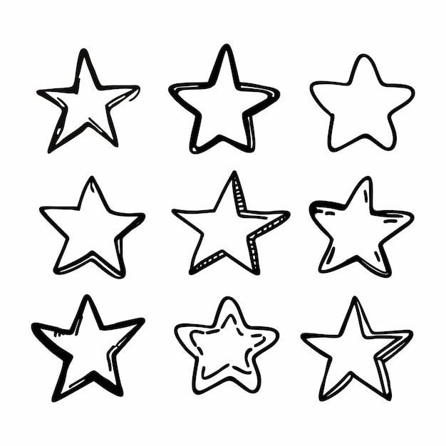 Vector set of stars outline of stars blank stars