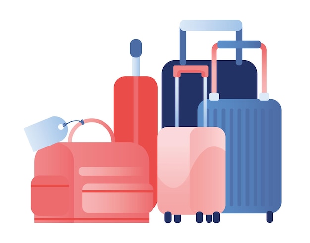 Vector set of suitcases for travel luggage collection