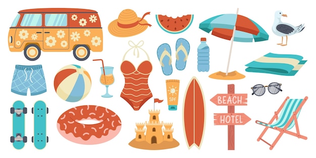 Vector set of summer stickers for your planner vector illustration