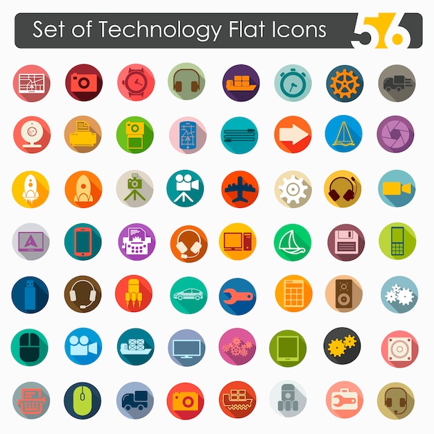 Set of technology flat icons