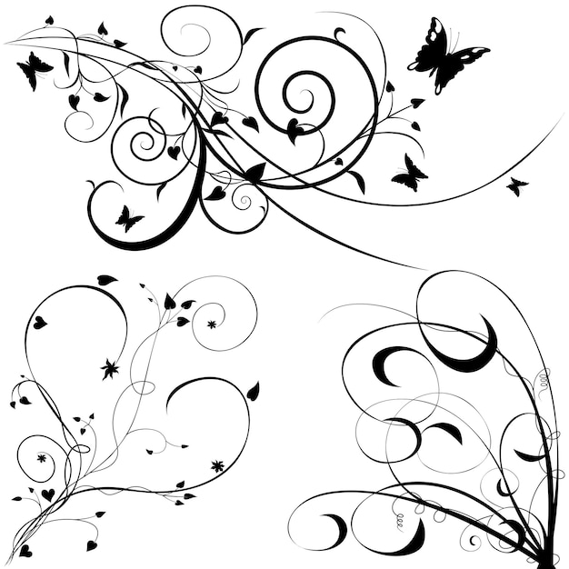 Set of Three Abstract Floral Illustrations