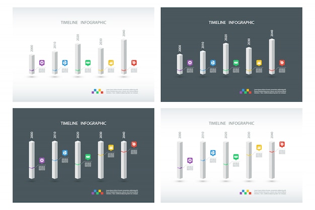 Set of timeline infographic design templates.