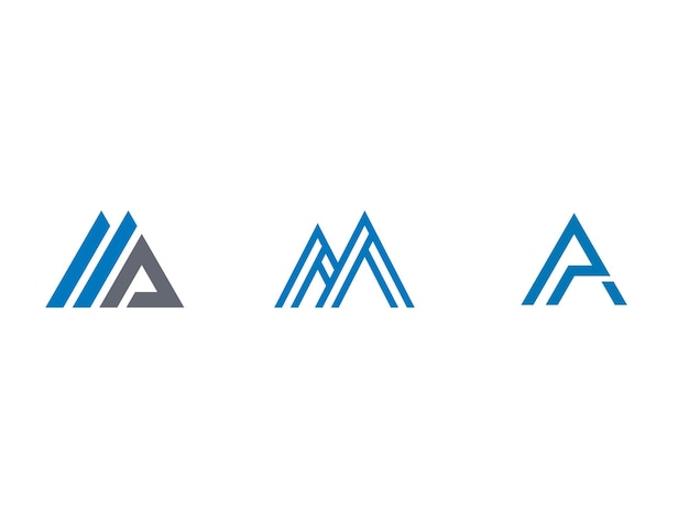 set of triangle tech business logo. letters collection design template. letter A logo