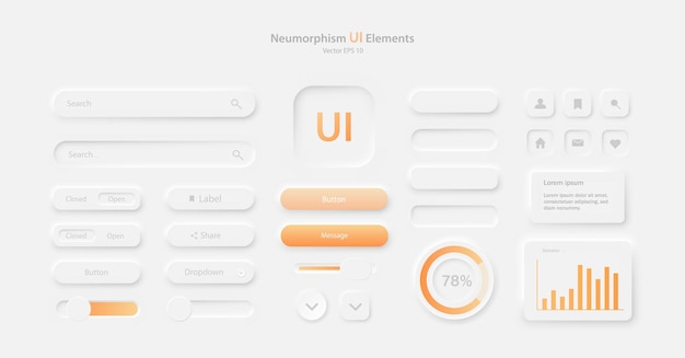 Vector a set of user interface elements for a mobile application a collection of icons for user interface