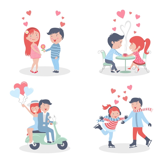 Vector set of valentine's day couple character cartoon illustration