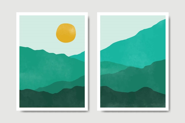 Set van abstracte landschap poster