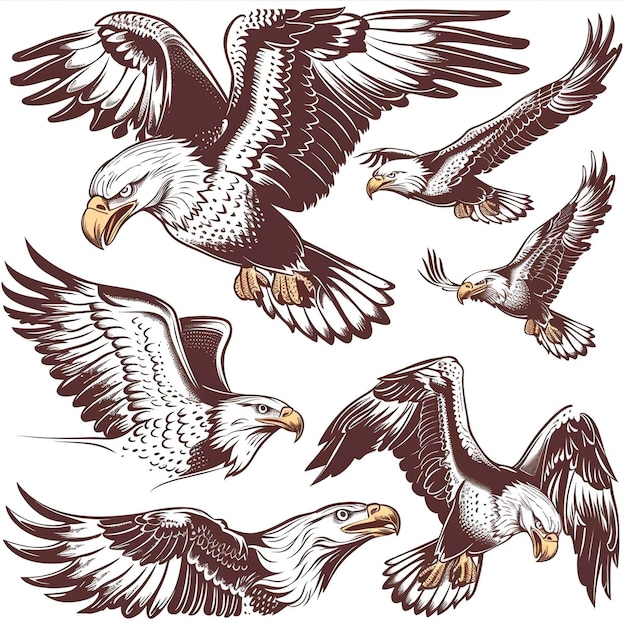 Vector set of vector eagles