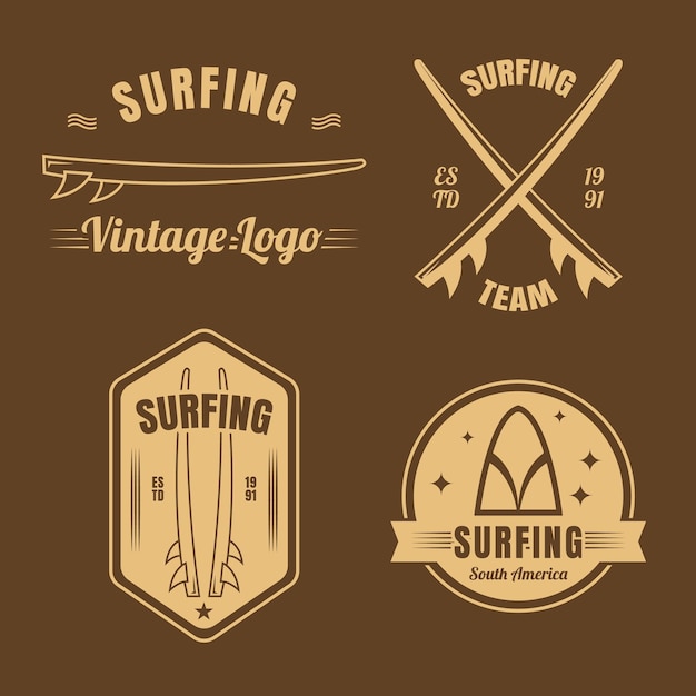 Set of vintage surfer logo for club team and shop