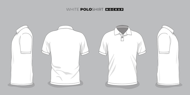 Vector set of white polo shirt template with any view design for product advertising design