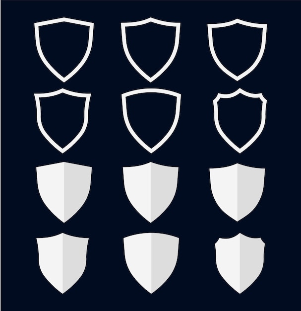 Vector a set of white shields