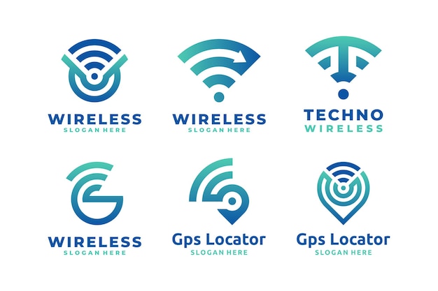 Vector set of wireless signal gradient logo vector