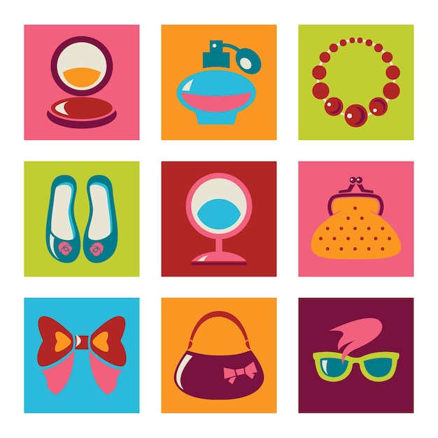 Vector set of woman fashion flat icons