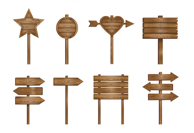 Vector set of wooden signs