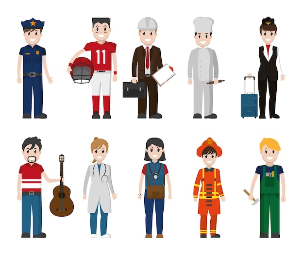 Set of workers avatar cartoons 