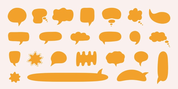 set of yellow empty speech bubbles