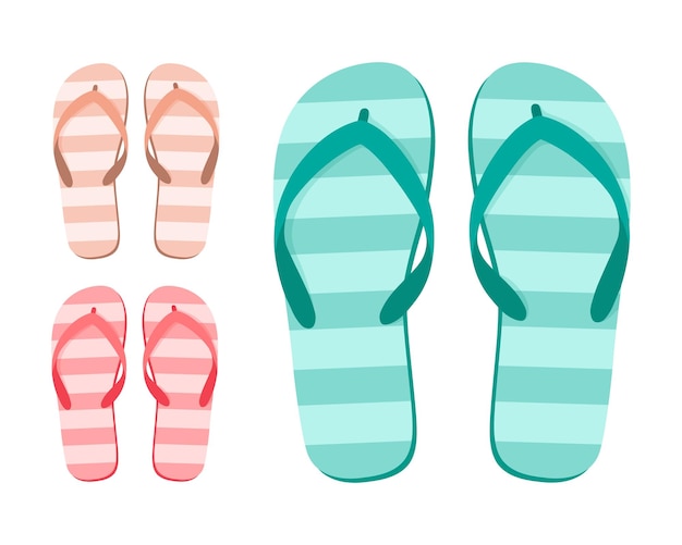 Vector seth s beach flipflops colorful flipflops summer beach shoes in cartoon style vector illustration