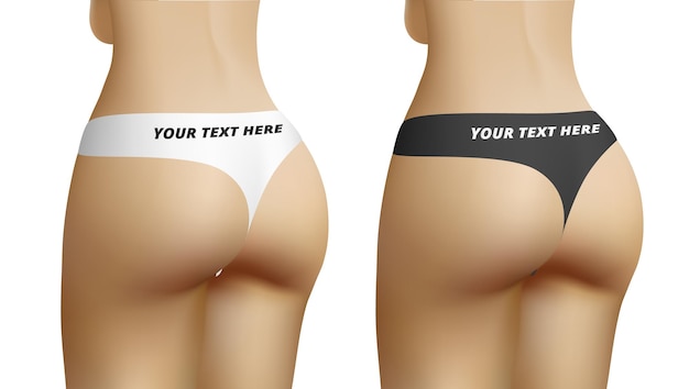 Vector sexy female ass in black and white panties with space for text