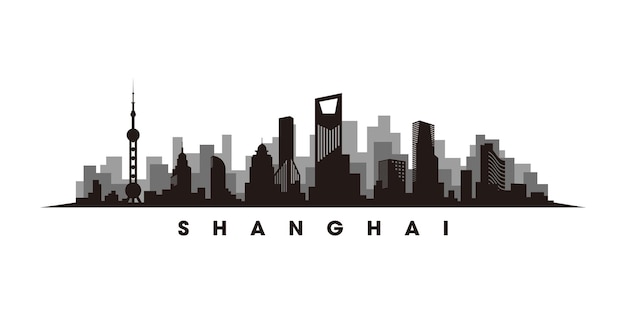 Vector shaghai skyline and landmarks silhouette vector