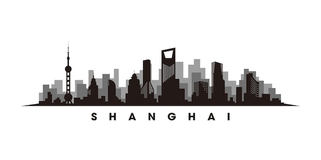 Shaghai skyline and landmarks silhouette vector