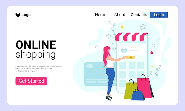 Shop online Website template Woman making an online purchase by phone