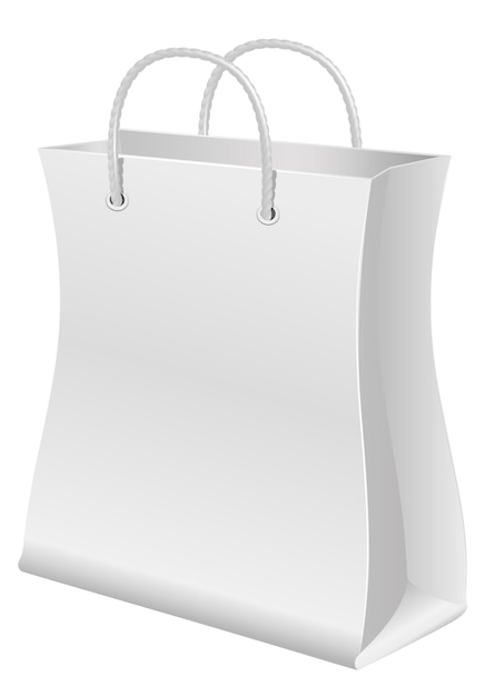 Shopping bag mockup Realistic white paper package