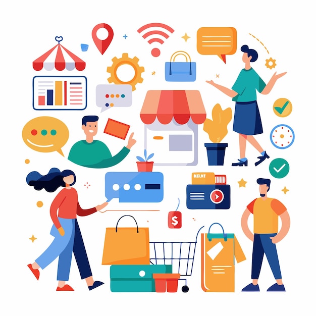 Vector shopping and business illustration