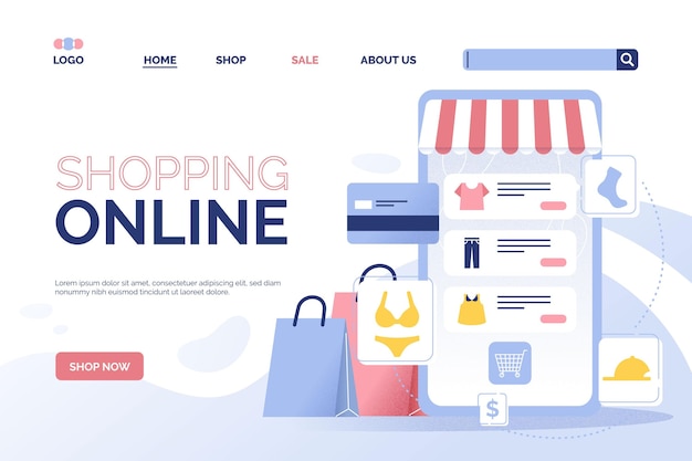 Shopping online landing page concept