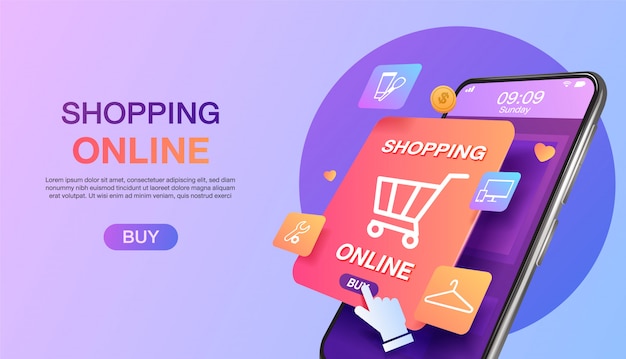 Vector shopping online on website or mobile application landing page   concept marketing and digital marketing.