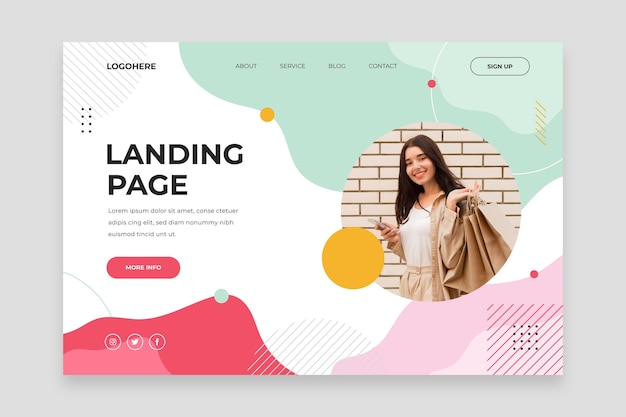 Vector shopping sales landing page