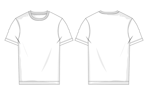 Vector short sleeve t shirt technical drawing fashion flat sketch vector illustration template