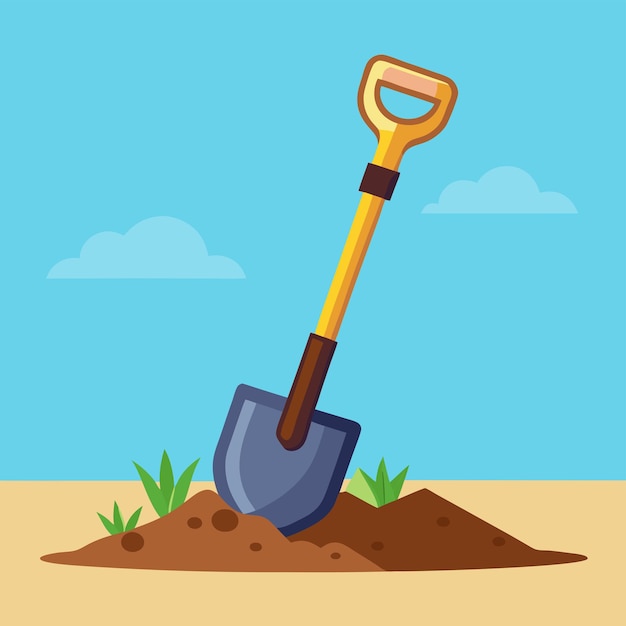 Vector shovel in dirt vector detailed and practical design for gardening construction