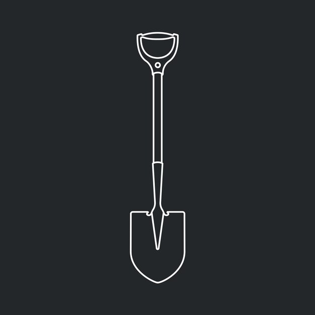 Vector shovel line icon gardening tool