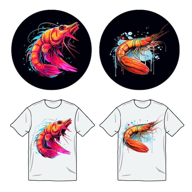 shrimp Watercolor vector t shirt design