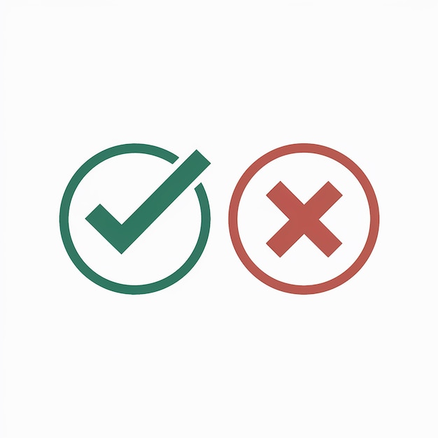 Vector sidebyside icons green checkmark for approval and red cross for rejection