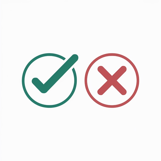 Vector sidebyside icons green checkmark for approval and red cross for rejection