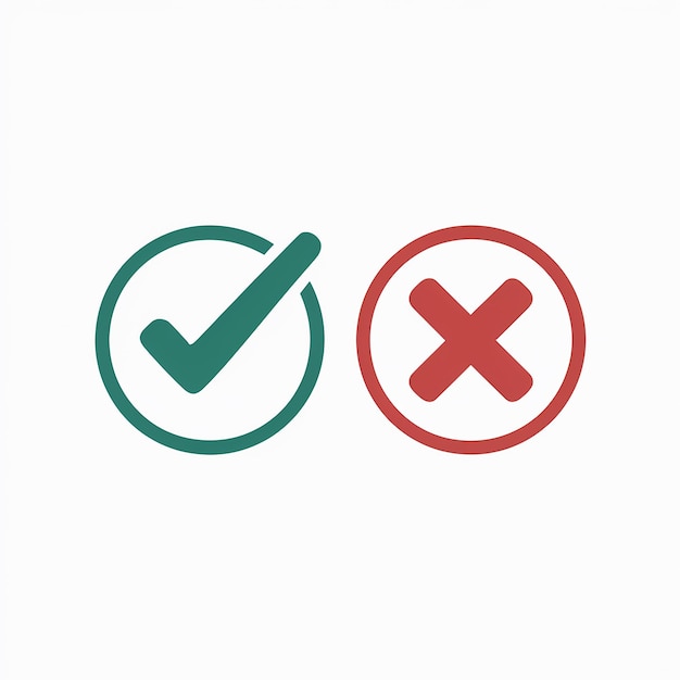 Vector sidebyside icons green checkmark for approval and red cross for rejection