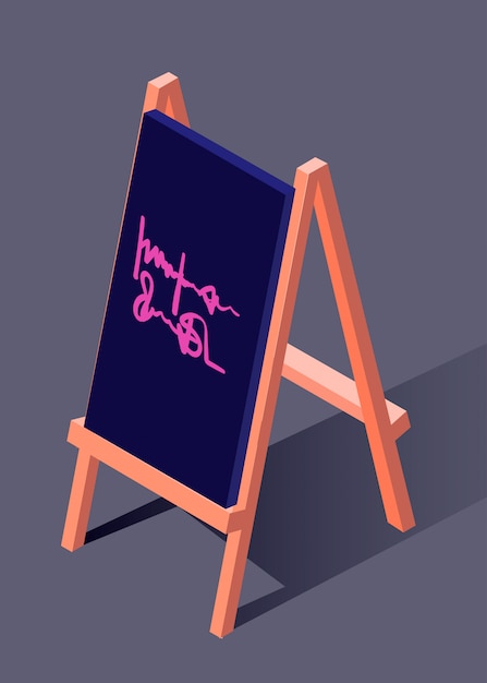 Sidewalk sign isometric vector art illustration. Urban modern design.