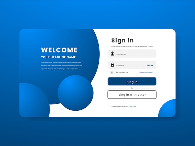 Vector sign in user interface ui page banner design layout