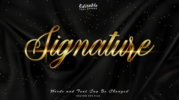 Signature editable text effect with black wavy background black silk luxury background