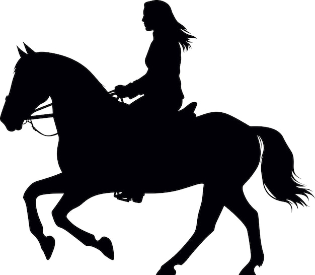 silhouette of a beautiful woman riding horse vector